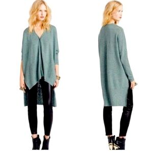 FREE PEOPLE TGIF Hi Lo Snap Buttons Marled Green Oversized Cardigan M
